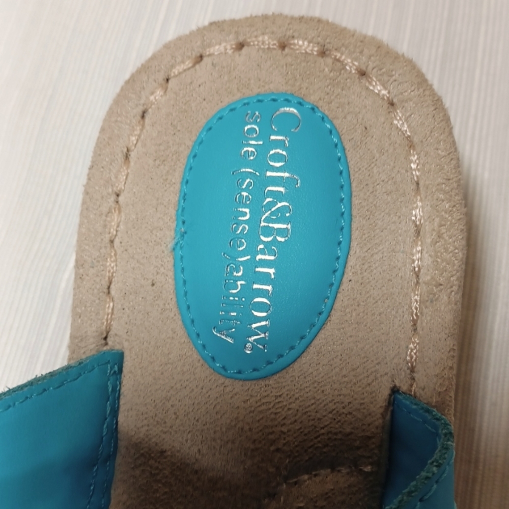 Sz 7 Dressy Turquoise Leather sole(sense)ability Sandals by Croft & Barrow - Picture 6 of 7